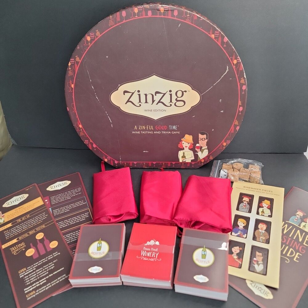 ZinZig Wine Edition Board Game Tasting Trivia True Fabrications Open Box